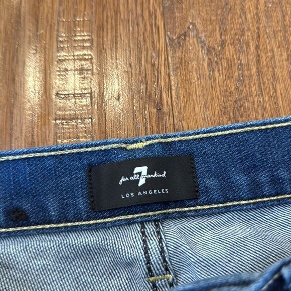 7 for all mankind Josephine high rise straight crop chewed hem jeans 27 - Picture 4 of 13